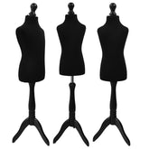 Children Kids Age 5-6 Years Tailors Dummy Mannequin, Black Torso Bust with a Black Wood Tripod Stand